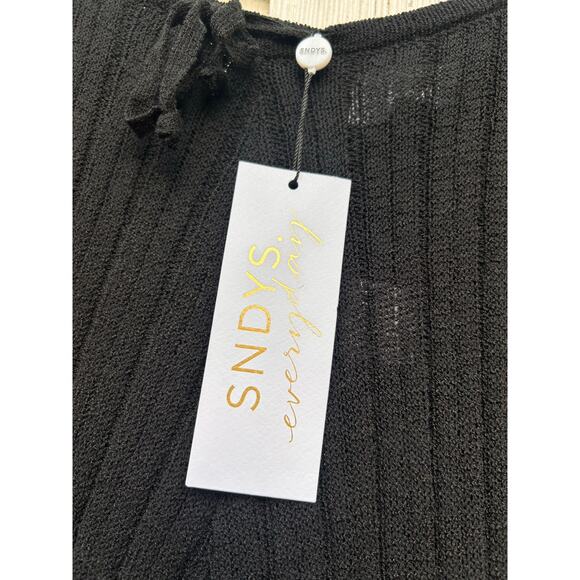 Revolve SNDYS Everyday Knit Wide Leg Pants Coverup Swim Black size L NWT - Picture 5 of 11